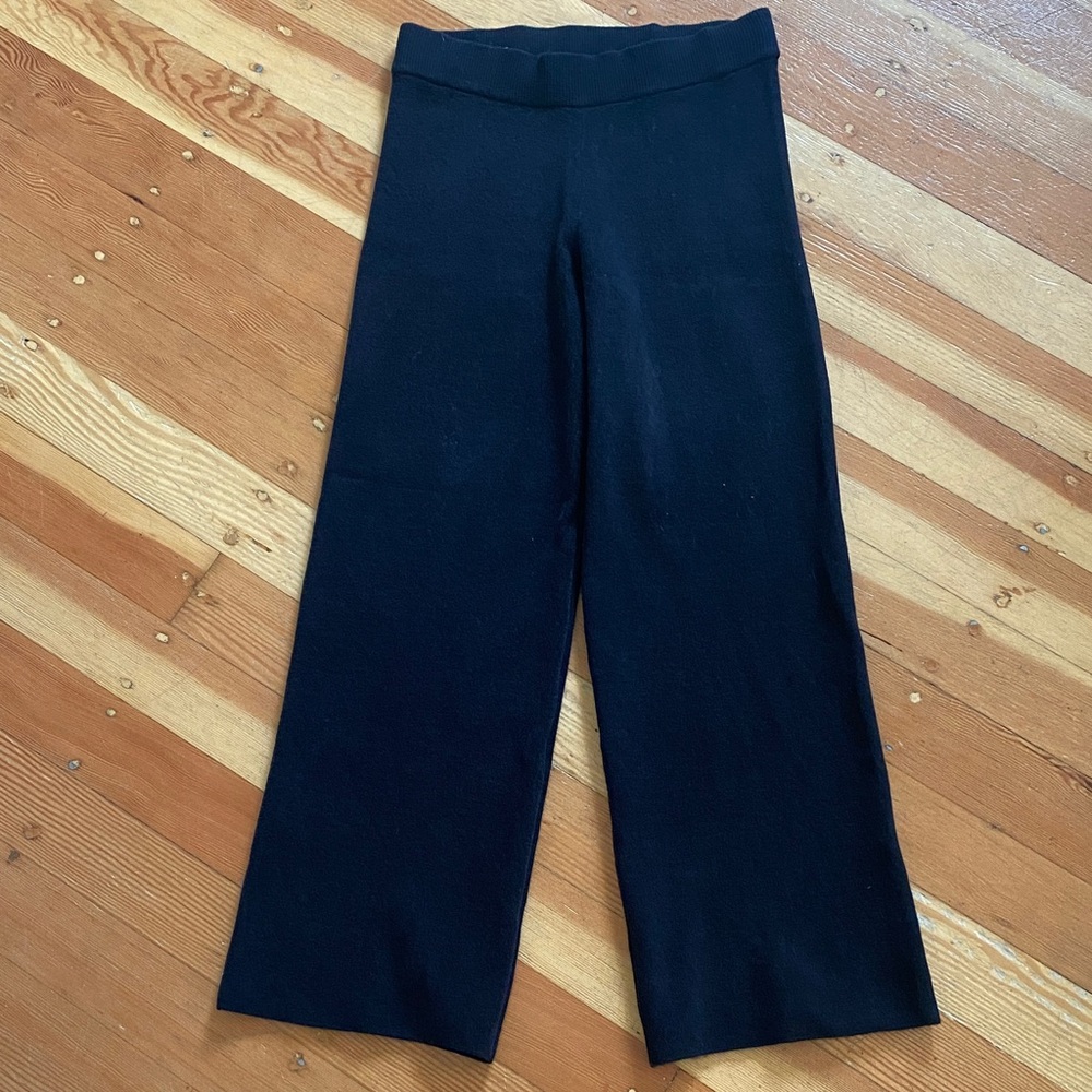 Adrienne Vittadini Black Chenille Wide‎ Leg Sweater Pants Small